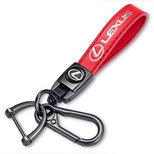 Lexus Logo Key Fob Keychain in Red Leather NWT